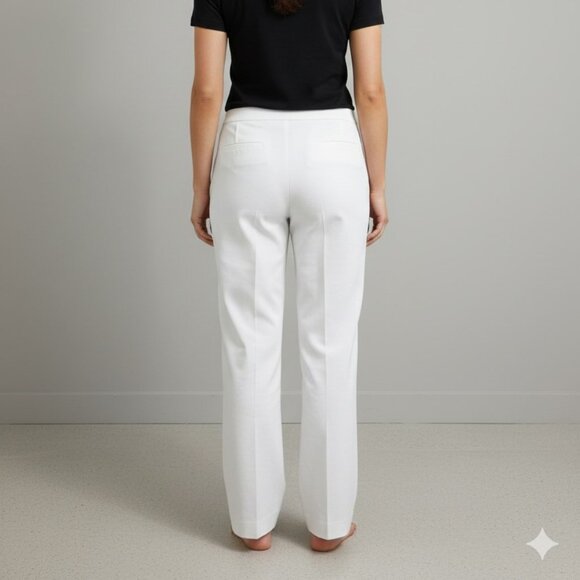 Kasper Flat Front Lined Trousers Pants White Size 14 - Picture 2 of 9